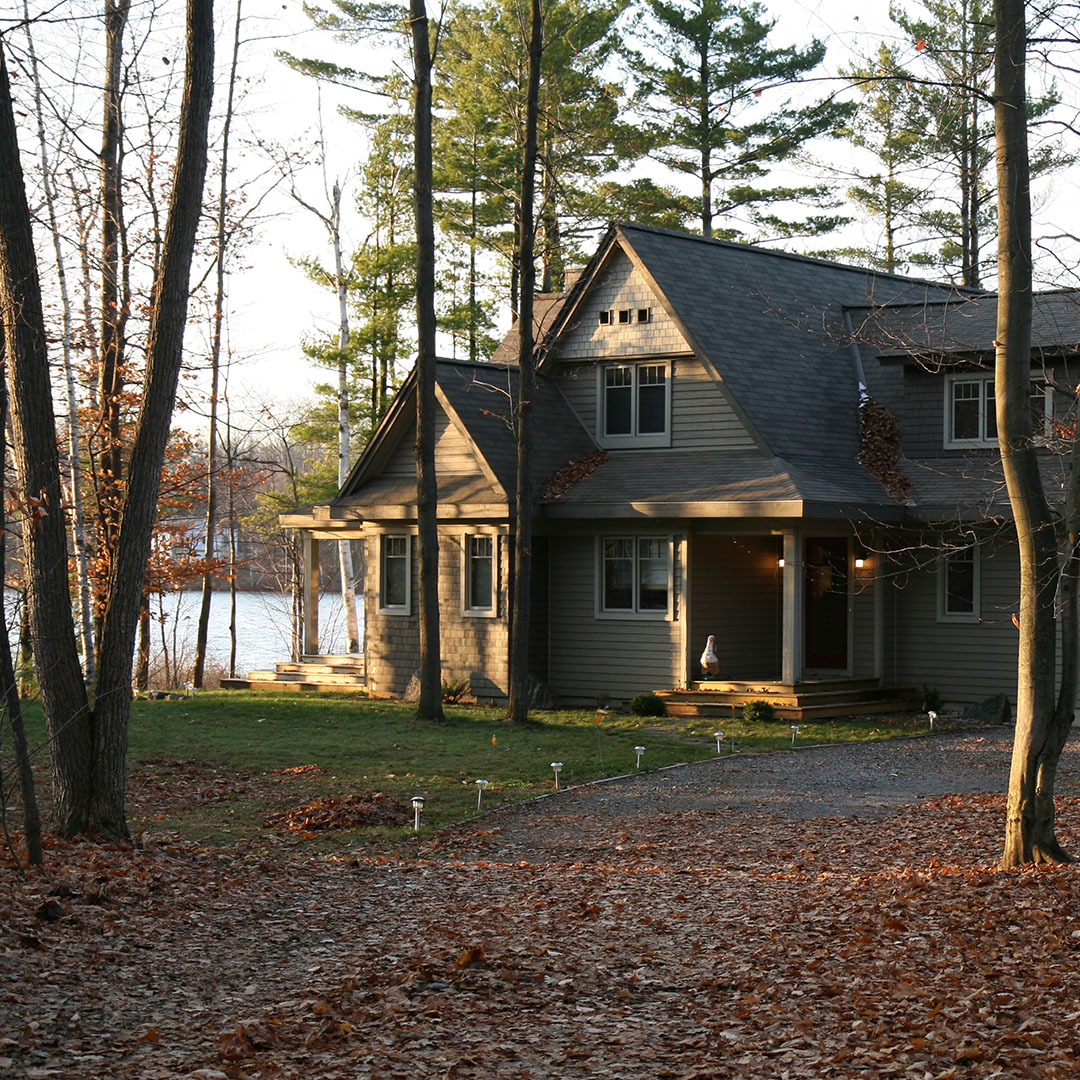 architect designed lakefront home - muskoka - laneside double gables